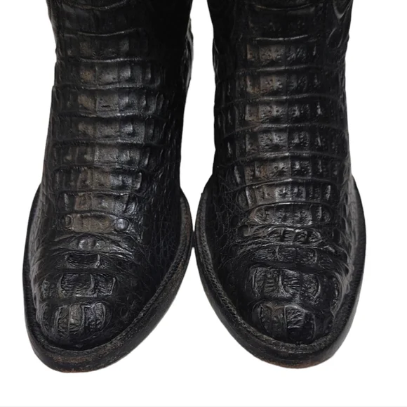 Black Jack Black Caimen Belly Leather Classic Western Cowboy Boots Mens Size 6 - Picture 8 of 15